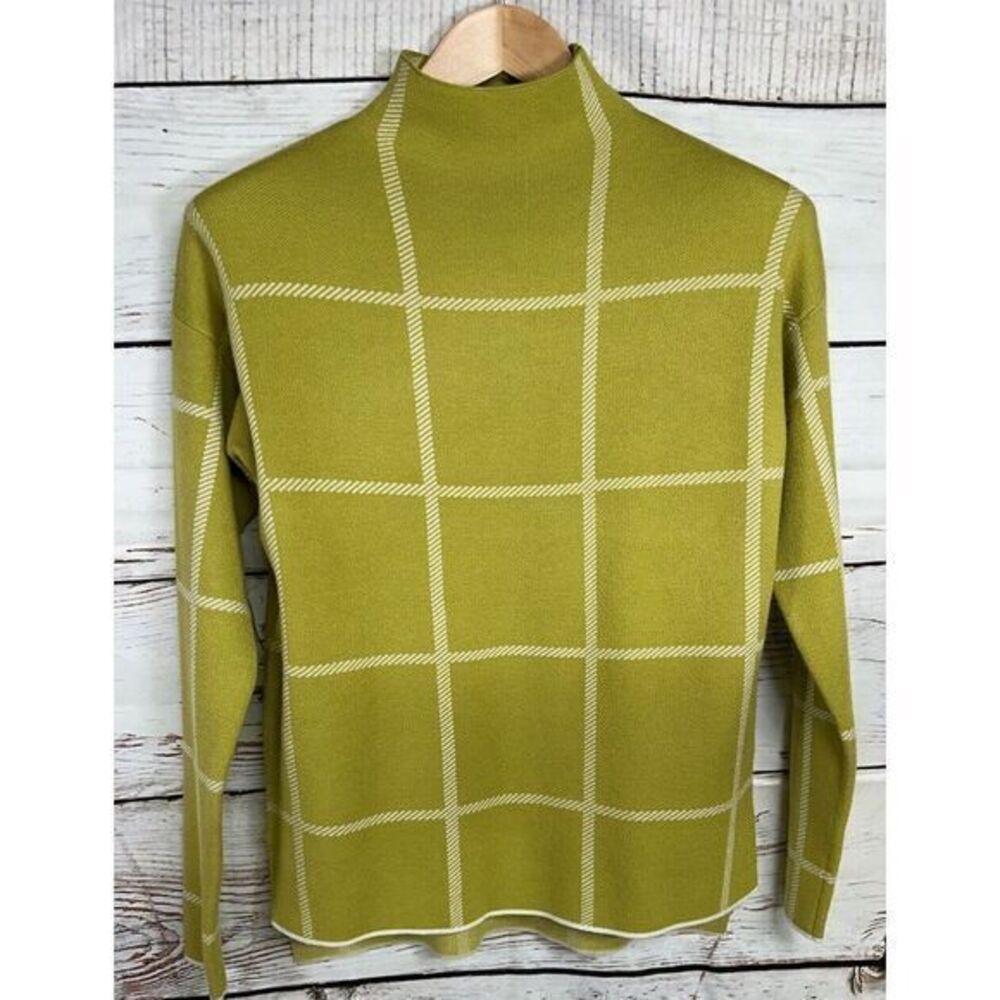 Max Studio Green Plaid Turtleneck Sweater